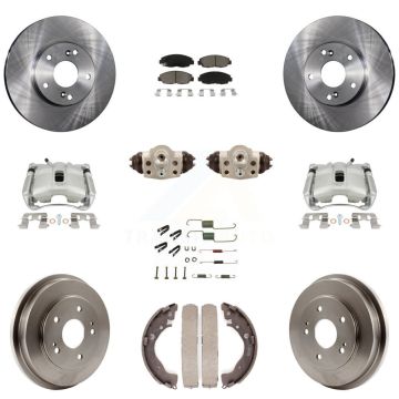 Front Rear Brake Caliper Rotors Drum Ceramic Pad Shoe Cylinder & Hardware Kit (11Pc) For KC8-100919C