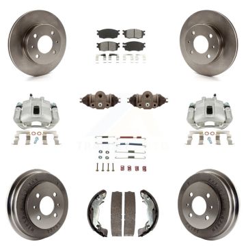 Front Rear Disc Brake Caliper Rotors Drum Semi-Metallic Pad Shoe Cylinder Kit (11Pc) For KC8-100919S