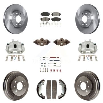 Front Rear Disc Brake Caliper Rotors Drum Semi-Metallic Pad Shoe Cylinder Kit (11Pc) For KC8-100920S
