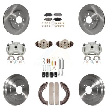 Front Rear Brake Caliper Rotors Drum Ceramic Pad Shoe Cylinder & Hardware Kit (11Pc) For KC8-100920T