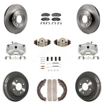Front Rear Disc Brake Caliper Rotors Drum Semi-Metallic Pad Shoe Cylinder Kit (11Pc) For KC8-100921P