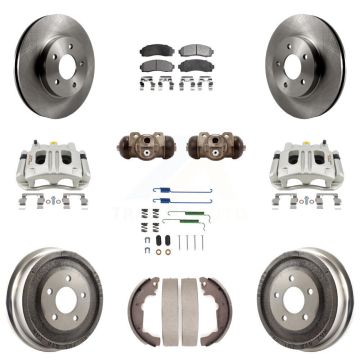 Front Rear Brake Caliper Rotor Drum Semi-Metallic Pad Shoe Cylinder & Kit (11Pc) For Vue KC8-100922P