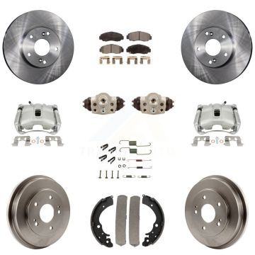 Front Rear Brake Caliper Rotors Drum Ceramic Pad Shoe Cylinder & Hardware Kit (11Pc) For KC8-100922T