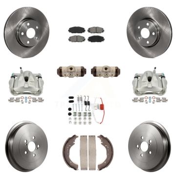 Front Rear Disc Brake Caliper Rotors Drum Semi-Metallic Pad Shoe Cylinder Kit (11Pc) For KC8-100923S