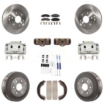 Front Rear Brake Caliper Rotor Drum Semi-Metallic Pad Shoe Cylinder & Kit (11Pc) For GMC KC8-100924P