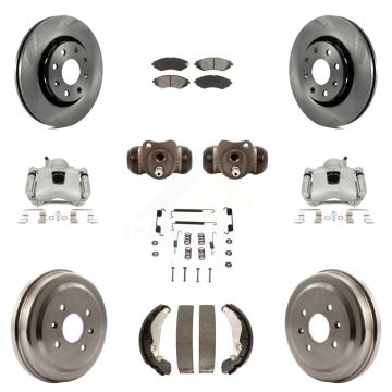 Front Rear Brake Caliper Rotors Drum Semi-Metallic Pad Shoe Cylinder Kit (11Pc) For Aveo KC8-100924S
