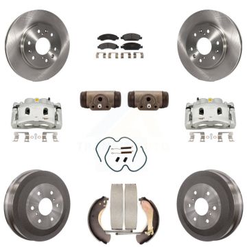 Front Rear Brake Caliper Rotors Drum Semi-Metallic Pad Shoe Cylinder Kit (11Pc) For 1500 KC8-100925P