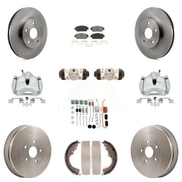 Front Rear Disc Brake Caliper Rotors Drum Semi-Metallic Pad Shoe Cylinder Kit (11Pc) For KC8-100926S
