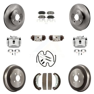 Front Rear Brake Caliper Rotor Drum Semi-Metallic Pad Shoe Cylinder & Kit (11Pc) For Ion KC8-100927S