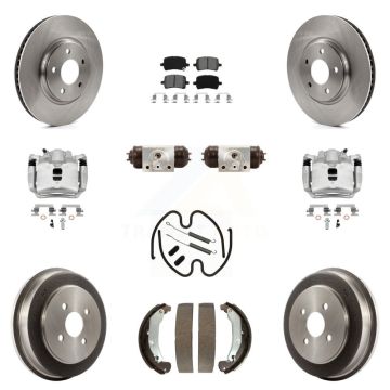 Front Rear Disc Brake Caliper Rotors Drum Semi-Metallic Pad Shoe Cylinder Kit (11Pc) For KC8-100928S