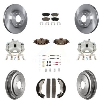 Front Rear Brake Caliper Rotors Drum Ceramic Pad Shoe Cylinder & Hardware Kit (11Pc) For KC8-100929C