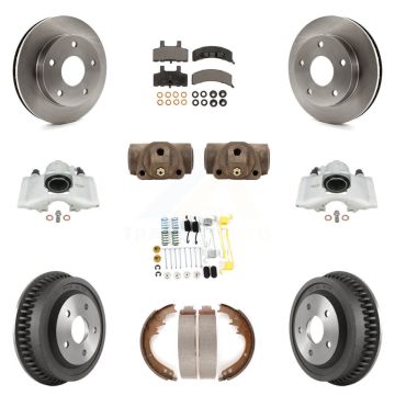 Front Rear Disc Brake Caliper Rotors Drum Semi-Metallic Pad Shoe Cylinder Kit (11Pc) For KC8-100929P