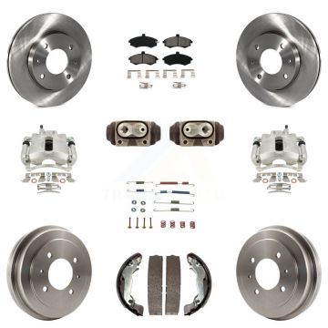 Front Rear Disc Brake Caliper Rotors Drum Semi-Metallic Pad Shoe Cylinder Kit (11Pc) For KC8-100929S