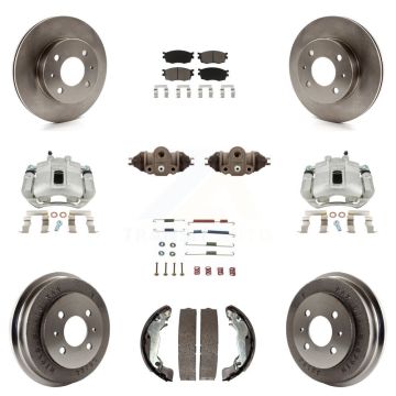 Front Rear Brake Caliper Rotors Drum Ceramic Pad Shoe Cylinder & Hardware Kit (11Pc) For KC8-100930C