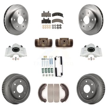 Front Rear Disc Brake Caliper Rotors Drum Semi-Metallic Pad Shoe Cylinder Kit (11Pc) For KC8-100930P