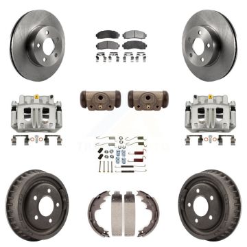 Front Rear Disc Brake Caliper Rotors Drum Semi-Metallic Pad Shoe Cylinder Kit (11Pc) For KC8-100931P