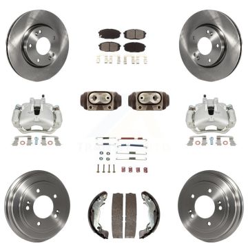 Front Rear Disc Brake Caliper Rotors Drum Semi-Metallic Pad Shoe Cylinder Kit (11Pc) For KC8-100932S