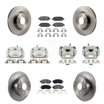 Front Rear Disc Brake Caliper Rotors And Semi-Metallic Pads Kit (10Pc) For Nissan Altima KC8-100933S
