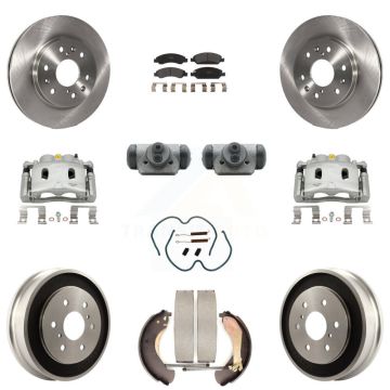 Front Rear Brake Caliper Rotors Drum Semi-Metallic Pad Shoe Cylinder Kit (11Pc) For 1500 KC8-100935P
