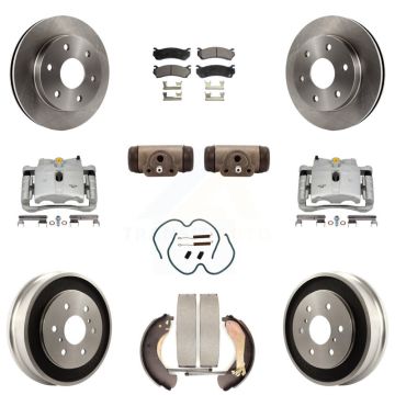 Front Rear Brake Caliper Rotors Drum Semi-Metallic Pad Shoe Cylinder Kit (11Pc) For 1500 KC8-100936P