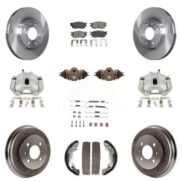Front Rear Brake Caliper Rotors Drum Ceramic Pad Shoe Cylinder & Hardware Kit (11Pc) For KC8-100936T