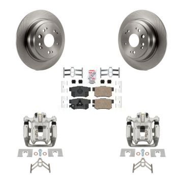 Rear Disc Brake Caliper Rotors And Ceramic Pads Kit For 2012-2015 Honda Crosstour KC8-100938N