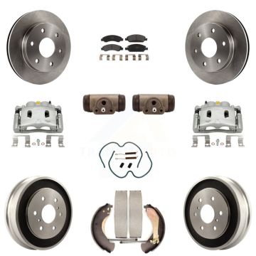 Front Rear Disc Brake Caliper Rotors Drum Semi-Metallic Pad Shoe Cylinder Kit (11Pc) For KC8-100940P