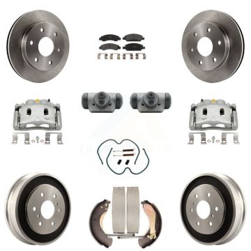 Front Rear Disc Brake Caliper Rotors Drum Semi-Metallic Pad Shoe Cylinder Kit (11Pc) For KC8-100941P