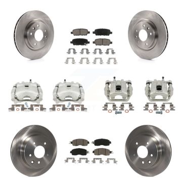 Front Rear Disc Brake Caliper Rotors And Ceramic Pads Kit (10Pc) For Nissan LEAF KC8-100945C