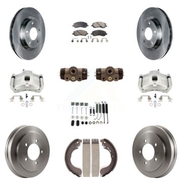 Front Rear Brake Caliper Rotors Drum Semi-Metallic Pad Shoe Cylinder Kit (11Pc) For Jeep KC8-100945P