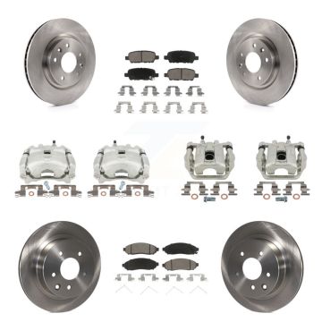 Front Rear Disc Brake Caliper Rotors And Ceramic Pads Kit (10Pc) For Nissan LEAF KC8-100946C