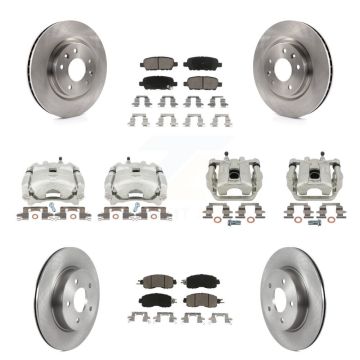 Front Rear Disc Brake Caliper Rotors And Ceramic Pads Kit (10Pc) For Nissan LEAF KC8-100947C