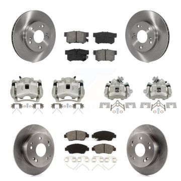 Front Rear Brake Caliper Rotors & Semi-Metallic Pad Kit (10Pc) For Honda Civic Acura RSX KC8-100947S