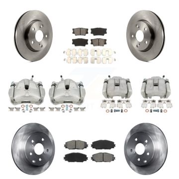 Front Rear Disc Brake Caliper Rotors And Semi-Metallic Pad Kit (10Pc) For Toyota RAV4 LE KC8-100954S