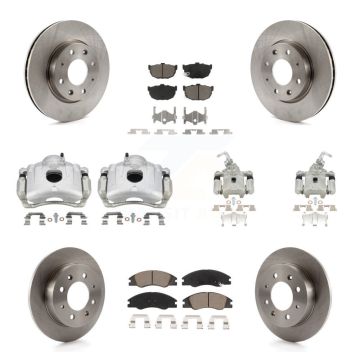 Front Rear Disc Brake Caliper Rotors And Ceramic Pad Kit (10Pc) For Kia Spectra Spectra5 KC8-100955C