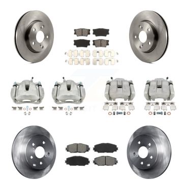 Front Rear Brake Caliper Rotor Semi-Metallic Pad Kit (10Pc) For 2014-2015 Toyota RAV4 LE KC8-100955S