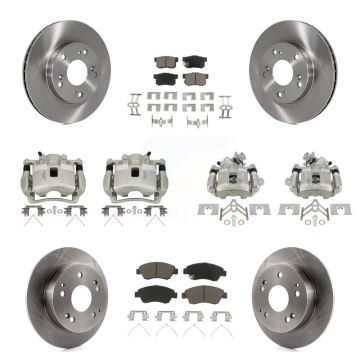 Front Rear Disc Brake Caliper Rotor And Ceramic Pad Kit (10Pc) For Honda Civic Acura RSX KC8-100958C