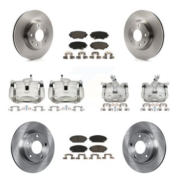 Front Rear Brake Caliper Rotor & Ceramic Pad Kit (10Pc) For 2014-2016 Mazda 3 Sport 2.5L KC8-100959T
