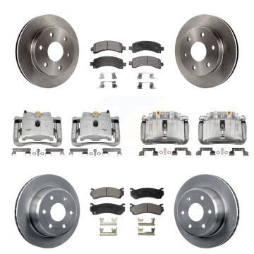 Front Rear Brake Caliper Rotor & Semi-Metallic Pad Kit (10Pc) For GMC Yukon Chevrolet XL KC8-100964P