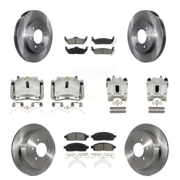 Front Rear Brake Caliper Rotors Semi-Metallic Pad Kit (10Pc) For Ford F-150 Lincoln Mark KC8-100964S