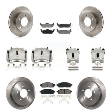 Front Rear Disc Brake Caliper Rotor Semi-Metallic Pad Kit (10Pc) For 2004 Ford F-150 4WD KC8-100965S