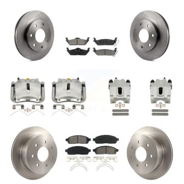 Front Rear Brake Caliper Rotors Semi-Metallic Pad Kit (10Pc) For Ford F-150 Lincoln Mark KC8-100966S