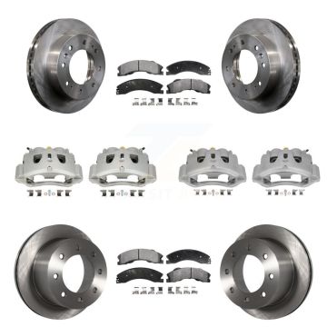 Front Rear Disc Brake Caliper Rotors Semi-Metallic Pad Kit (10Pc) For GMC Sierra 3500 HD KC8-100967P