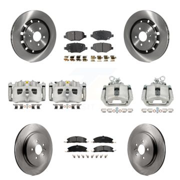 Front Rear Brake Caliper Rotor Semi-Metallic Pad Kit (10Pc) For Ford Explorer Flex Sedan KC8-100970P