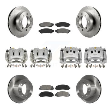 Front Rear Brake Caliper Rotors & Semi-Metallic Pad Kit (10Pc) For Ford F-350 Super Duty KC8-100973S