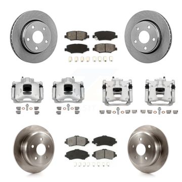 Front Rear Disc Brake Caliper Rotors And Semi-Metallic Pads Kit (10Pc) For Jeep Wrangler KC8-100975S