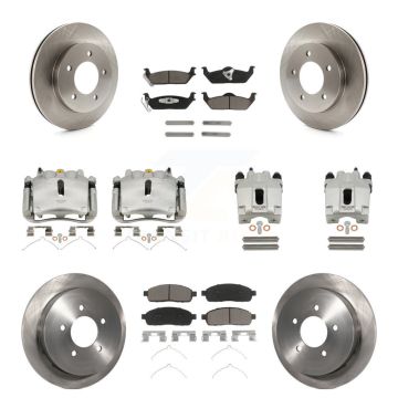 Front Rear Disc Brake Caliper Rotors And Ceramic Pads Kit (10Pc) For 2004 Ford F-150 4WD KC8-100976C