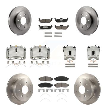 Front Rear Brake Caliper Rotor Ceramic Pad Kit (10Pc) For Ford F-150 Lincoln Mark LT 4WD KC8-100977C