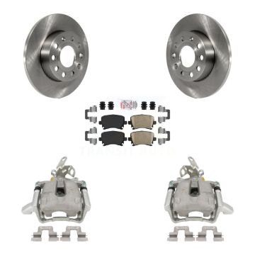 Rear Disc Brake Caliper Rotors And Ceramic Pads Kit For Volkswagen Jetta Rabbit KC8-100977N