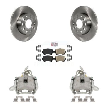 Rear Disc Brake Caliper Rotors And Ceramic Pads Kit For Volkswagen Jetta Rabbit KC8-100978N